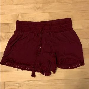 Red Flowy Shorts